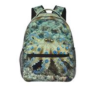 PAQOLSMCKR Mochila de pulpo con anillos azules para hombres y mujeres, mochila casual para laptop, bolsa de viaje para laptop, Pulpo con anillos azules, Talla única