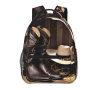 PAQOLSMCKR Mochila retro con la bandera de Canadá para hombres y mujeres, mochila casual para laptop, bolsa de viaje para laptop, Botas vaqueras con sombrero negro, Talla única