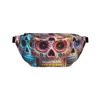 PAQOLSMCKR Riñonera grande cruzada para hombres y mujeres, bolsa de pecho con escena de nieve de invierno, bolsa de cintura ajustable para viajes, Calaveras de azúcar, Talla única, Estilo retro
