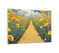 PAQOLSMCKR Rompecabezas de ladrillo de construcción, diseño de amapolas cuadradas, campo de ladrillos amarillos, bloques de construcción, rompecabezas de bloques de fotos personalizados, rompecabezas