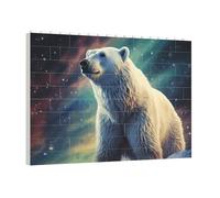 PAQOLSMCKR Rompecabezas de ladrillos de construcción, cuadrados, luces del norte, oso polar, bloques de construcción, rompecabezas de bloques de fotos personalizados, rompecabezas de ladrillo para