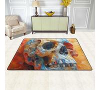 PAQOLSMCKR Tapete antideslizante para puerta de entrada, tapete de bienvenida, lavable a máquina, tapete de color calavera, para interiores y exteriores, para garaje, patio, porche, casa de campo