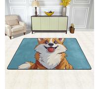 PAQOLSMCKR Tapete antideslizante para puerta de entrada, tapete de bienvenida lavable a máquina, tapete Corgi para puerta delantera, para interiores y exteriores, para garaje, patio, porche, casa de