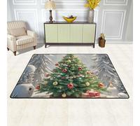 PAQOLSMCKR Tapete antideslizante para puerta de entrada, tapete de bienvenida lavable a máquina, tapete redondo para árbol de Navidad, para interiores y exteriores, para garaje, patio, porche, casa de