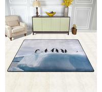 PAQOLSMCKR Tapete antideslizante para puerta de entrada, tapete de bienvenida para garaje, patio, porche, casa de campo, con pingüinos en el iceberg, antideslizante, para entrada, entrada, garaje