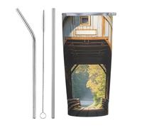 PAQOLSMCKR Vaso de acero inoxidable con tapa, 20 onzas, vaso aislado al vacío, taza de café con puente cubierto Albany, taza de café para viajes, reutilizable, taza aislada de doble pared para café