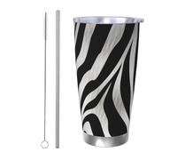 PAQOLSMCKR Vaso de acero inoxidable con tapa de 20 onzas, con aislamiento de acuo, estampado de cebra, taza de café para viajes, reutilizable, taza de coche con aislamiento de doble pared para café