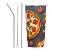 PAQOLSMCKR Vaso de acero inoxidable con tapa de 20 onzas, vaso aislado al vacío para pizza, comida, café, taza para viajes, reutilizable, taza de coche, taza aislada de doble pared para café