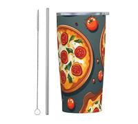 PAQOLSMCKR Vaso de acero inoxidable con tapa de 20 onzas, vaso aislado al vacío para pizza, comida, café, taza para viajes, reutilizable, taza de coche, taza aislada de doble pared para café