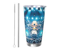 PAQOLSMCKR Vaso de acero inoxidable con tapa de 20 onzas, vaso aislado de acuo, concierto de rock, taza de café para viajes, reutilizable, taza de coche, taza aislada de doble pared para café