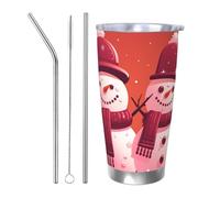 PAQOLSMCKR Vaso de acero inoxidable con tapa de 20 onzas, vaso aislado de acuo, dos muñecos de nieve juntos, taza de café para viajes, reutilizable, taza aislada de doble pared para café