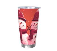 PAQOLSMCKR Vaso de acero inoxidable con tapa de 20 onzas, vaso aislado de acuo, dos muñecos de nieve juntos, taza de café para viajes, reutilizable, taza aislada de doble pared para café