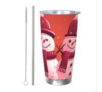 PAQOLSMCKR Vaso de acero inoxidable con tapa de 20 onzas, vaso aislado de acuo, dos muñecos de nieve juntos, taza de café para viajes, reutilizable, taza aislada de doble pared para café