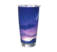 PAQOLSMCKR Vaso de acero inoxidable con tapa de 20 onzas, vaso aislado de acuo, silueta de cielo nocturno, taza de café para viajes, reutilizable, taza de coche con aislamiento de doble pared para