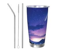 PAQOLSMCKR Vaso de acero inoxidable con tapa de 20 onzas, vaso aislado de acuo, silueta de cielo nocturno, taza de café para viajes, reutilizable, taza de coche con aislamiento de doble pared para