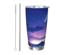 PAQOLSMCKR Vaso de acero inoxidable con tapa de 20 onzas, vaso aislado de acuo, silueta de cielo nocturno, taza de café para viajes, reutilizable, taza de coche con aislamiento de doble pared para