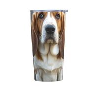 PAQOLSMCKR Vaso de acero inoxidable con tapa de 20 onzas, vaso aislado de acuo, taza de café Basset Hound para viajes, reutilizable, taza aislada de doble pared para café