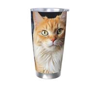 PAQOLSMCKR Vaso de acero inoxidable con tapa de 20 onzas, vaso aislado de acuo, taza de café con diseño de gatos, animales, taza de café para viajes, reutilizable, taza de coche con aislamiento de