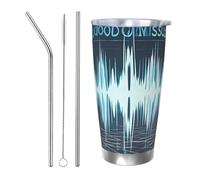 PAQOLSMCKR Vaso de acero inoxidable con tapa de 20 onzas, vaso aislado de acuo, taza de café con ondas de sonido para viajes, reutilizable, taza de coche con aislamiento de doble pared para café