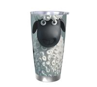 PAQOLSMCKR Vaso de acero inoxidable con tapa de 20 onzas, vaso aislado de acuo, taza de café de oveja negra y blanca para viajes, reutilizable, taza aislada de doble pared para café