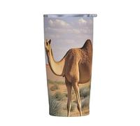 PAQOLSMCKR Vaso de acero inoxidable con tapa de 20 onzas, vaso aislado de acuo, taza de café del desierto para viajes, reutilizable, taza aislada de doble pared para café