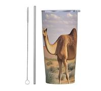 PAQOLSMCKR Vaso de acero inoxidable con tapa de 20 onzas, vaso aislado de acuo, taza de café del desierto para viajes, reutilizable, taza aislada de doble pared para café