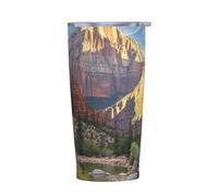 PAQOLSMCKR Vaso de acero inoxidable con tapa de 20 onzas, vaso aislado de acuo, taza de café del Parque Nacional Zion, taza de café para viajes, reutilizable, taza aislada de doble pared para café