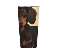 PAQOLSMCKR Vaso de acero inoxidable con tapa de 20 onzas, vaso aislado de acuo, una bonita taza de café de perro salchicha para viajes, reutilizable, taza de coche con aislamiento de doble pared para