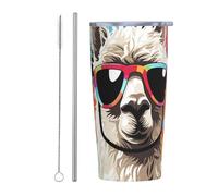 PAQOLSMCKR Vaso de acero inoxidable con tapa de 20 onzas, vaso aislado de alpaca con lentes de sol, taza de café para viajes, reutilizable, taza de coche, taza aislada de doble pared para café
