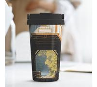 PAQOLSMCKR Vaso de acero inoxidable con tapa, vaso aislado de puente cubierto Albany, taza de café para viajes, reutilizable, taza aislada de doble pared para café