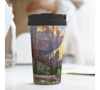 PAQOLSMCKR Vaso de acero inoxidable con tapa, vaso aislado del Parque Nacional Zion, taza de café para viajes, reutilizable, taza aislada de doble pared para café