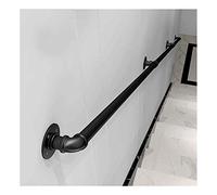 Paquera de escalera de pasamanos al aire libre - Kit completo. Puño de tubería de hierro de grifo industrial para ancianos para el corredor interior y al aire libre ático de negro (tamaño: 10 pies)