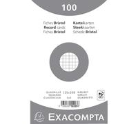 Paquet 100 Fiches Bristol Sous Film- Blanc Quadrille 5x5 Non Perfore 125x200mm