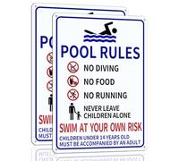 [Paquete 1+1] Letreros de piscina para exteriores, 14 x 10 pulgadas, impresos con "Watch Your Children" y "Swim at Your Own Risk", resistentes a la decoloración y sin óxido, carteles de piscina de