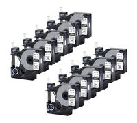Paquete 10 Repuesto para 18053 Negro sobre Blanco 6mm compatible Dymo | 1,5 m Tubo termorretráctil relación de contracción 3:1, compatible con impresoras Dymo Rhino 1000 3000 4200 5000 5200