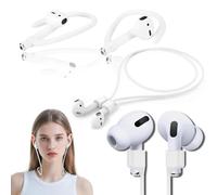 Paquete 2 en 1 para AirPods con 1 correa magnética de silicona, cordón antideslizante deportivo para el cuello, accesorio de cable antipérdida compatible con AirPods 4 1/2 3rd Pro 2, Pro 3 (blanco)