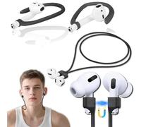 Paquete 2 en 1 para AirPods con 1 correa magnética de silicona, cordón antideslizante deportivo para el cuello, accesorio de cable antipérdida compatible con AirPods 4 1/2 3rd Pro 2, Pro 3 (negro)