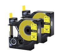 Paquete 2 Repuesto para 18056 Negro sobre Amarillo 6mm compatible Dymo | 1,5 m Tubo termorretráctil relación de contracción 3:1, compatible con impresoras Dymo Rhino 1000 3000 4200 5000 5200