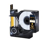 Paquete 20 Recambio para Dymo D1 45024 12 mm Oro sobre Negro | 7 m Cinta de Etiquetas de Repuesto S0720640 Compatible con Dymo Label Manager 160 210D 260P 280 LabelPoint/Writer