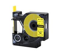 Paquete 200 Repuesto para 18056 Negro sobre Amarillo 6mm compatible Dymo | 1,5 m Tubo termorretráctil relación de contracción 3:1, compatible con impresoras Dymo Rhino 1000 3000 4200 5000 5200