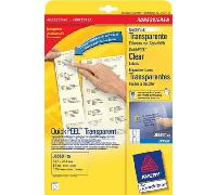 PAQUETE 25 HOJAS ETIQUETAS TRANSPARENTES QUICKPEEL-IMPRESORAS DE INYECCION DE TINTA-63,5X38,1 MM AVERY J8560-25