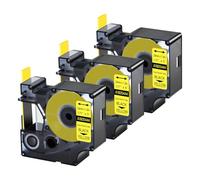 Paquete 3 Repuesto para 1805444 Negro sobre Amarillo 6mm compatible Dymo | 1,5 m Tubo termorretráctil relación de contracción 3:1, compatible con impresoras Dymo Rhino 6000 6500