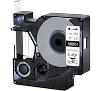 Paquete 30 Repuesto para 18051 Negro sobre Blanco 6mm compatible Dymo | 1,5 m Tubo termorretráctil relación de contracción 3:1, compatible con impresoras Dymo Rhino 1000 3000 4200 5000 5200