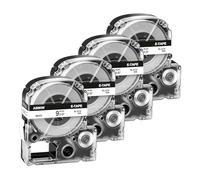 Paquete 4 Cinta Compatible Epson LK-3WBN Negro sobre Blanco 9 mm