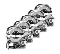 Paquete 5 Cinta Compatible Epson LK-3WBN Negro sobre Blanco 9 mm