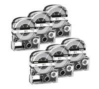 Paquete 6 Cinta Compatible Epson LK-3WBN Negro sobre Blanco 9 mm