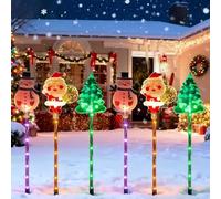 Paquete 6 Luces Solares Navideñas Móviles, Linterna Decorativa LED Impermeable Exteriores, Luz Árbol Muñeco Nieve Papá Noel, Estacas Energía Solar, Decoraciones Para , Patio, Jardín, Porche
