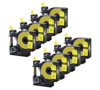 Paquete 8 Repuesto para 18054 Negro sobre Amarillo 6mm compatible Dymo | 1,5 m Tubo termorretráctil relación de contracción 3:1, compatible con impresoras Dymo Rhino 1000 3000 4200 5000 5200