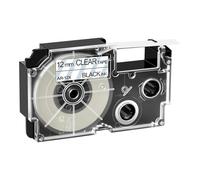 Paquete 80 Cinta Compatible Casio XR-12X Negro sobre Transparente 12 mm | 8 m Cinta de Etiquetas AR-12X XR-12X1 Compatible Con Impresoras de Etiquetas KL-60 KL-100 KL-120 KL-780 KL-820 KL-2000