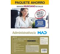 Paquete Ahorro Administrativo/a Servicio Murciano de Salud. Ahorra 75 € (incluye Temario parte general y test; Temario parte específica volúmenes 1, 2 y 3; Test parte específica y acceso Curso Oro)